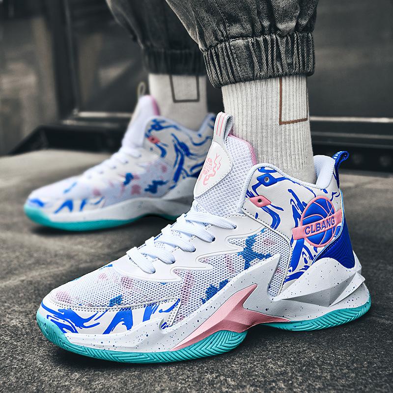 Summer basketball shoes high-top mesh actual training sneakers birth youth sneakers 36