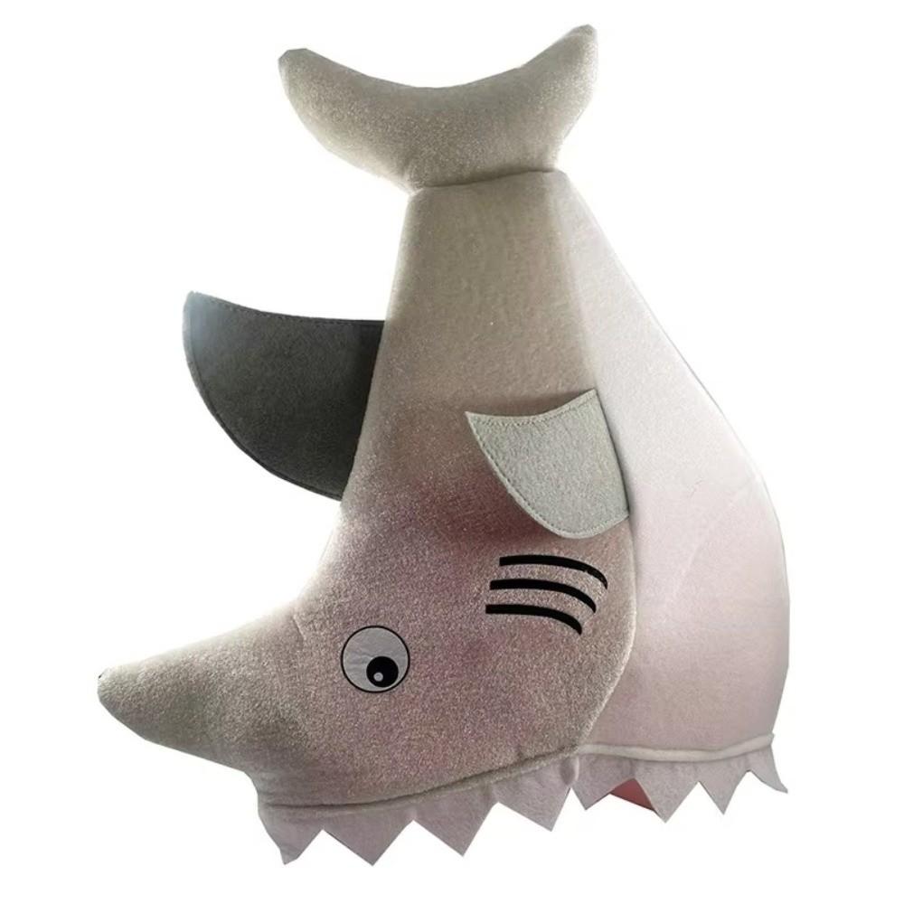Creative Shark Party Hat Cartoon Plush Animal Cap Costume Accessories Shark Head Cover  Photo Props
