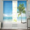 Beach Sea Coconut Trees Modern Printed Tulle Curtains for Bedroom Balcony Window Decor Creative Fashion Home Sheer Curtain