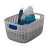 2 Pack Decorative Plastic Storage Baskets Portable Lightweight with Handles Home Office Toy Magazine Closet Organization