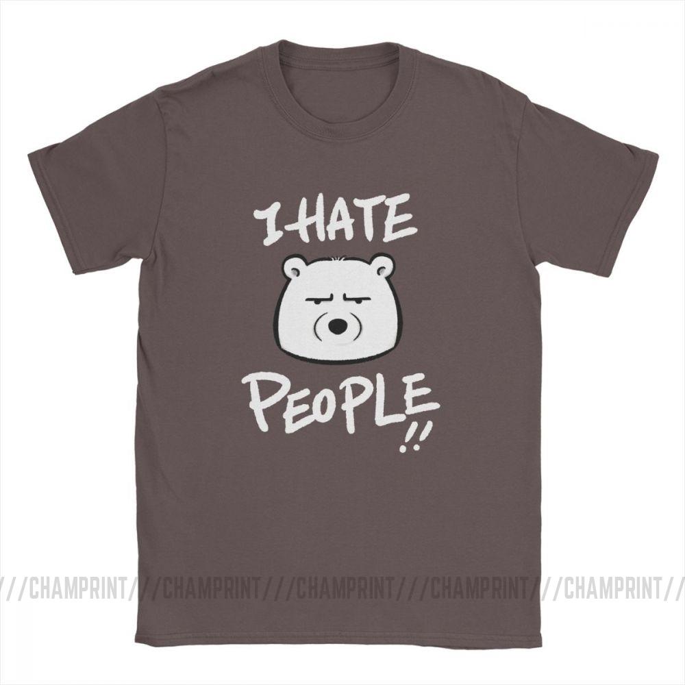 I Hate People Men T Shirts Bear I Eat People Solitary Autism Casual Cotton Short