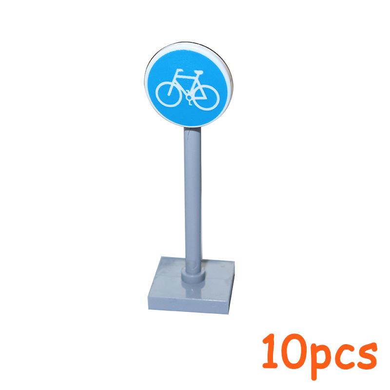 Non-Toxic Moc City Traffic Road Signs Signal Light Building Block Bike Bicycle Scooter Motorcycle Vehicle Scene Construction Accessories