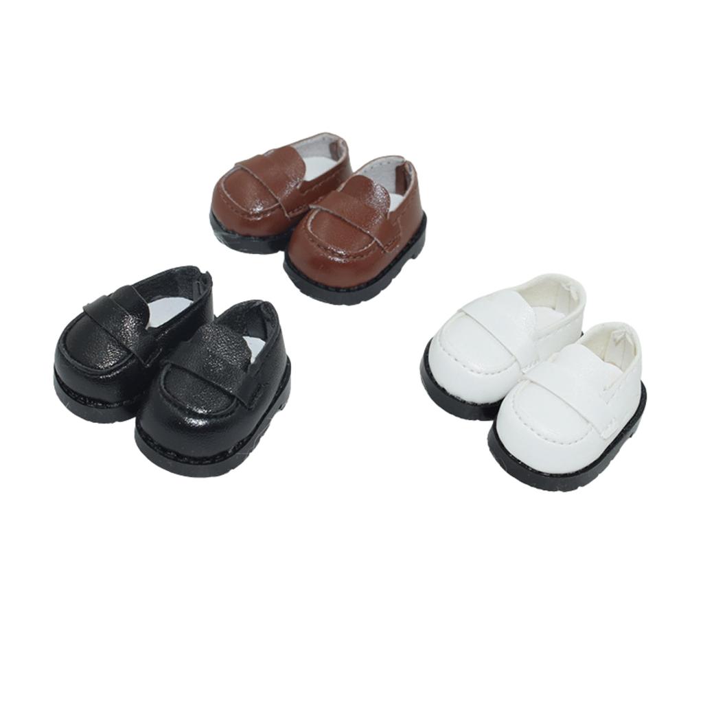 AXLUCE Plush Toy - Shoes - Plush Doll Clothes - 10cm Leather Shoes Doll Loafers (Black)