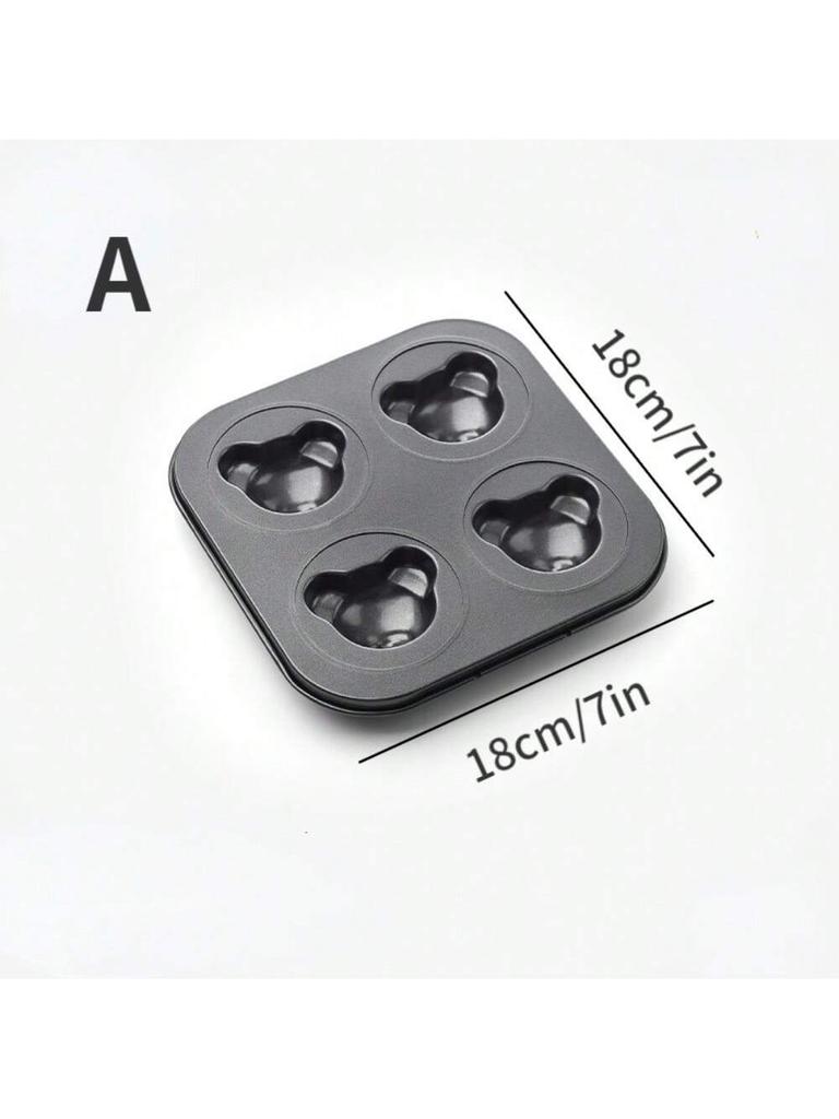 1PCS Bear Baking Mold 4 Cavities Cartoon Baking Tray Non-stick Carbon Steel Tray DIY Decorative Cookies Baking Kitchen Tools