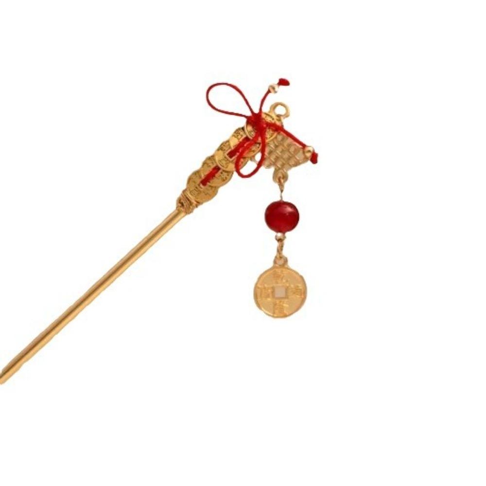 Copper Coin Ancient Hair Stick Antique Hanfu Hair Fork Retro New Year Hairpin  Wedding