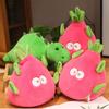 Dinosaur Plush Toy Reversible Dragon Fruit Plushie Transformable Stuffed Dino Doll Pillow Home Office Bedroom Decoration Kids Adults Gift