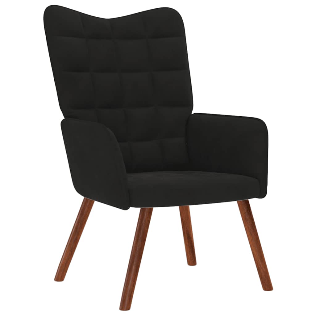 Armchair, Black, Upholstered In Velvet