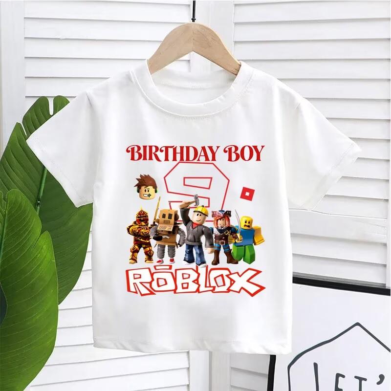 New Roblox Children T Shirts Cartoon Birthday Number Graphic T-shirts Boys Girls Casual Short Sleeves Tops Summer Kids Clothing