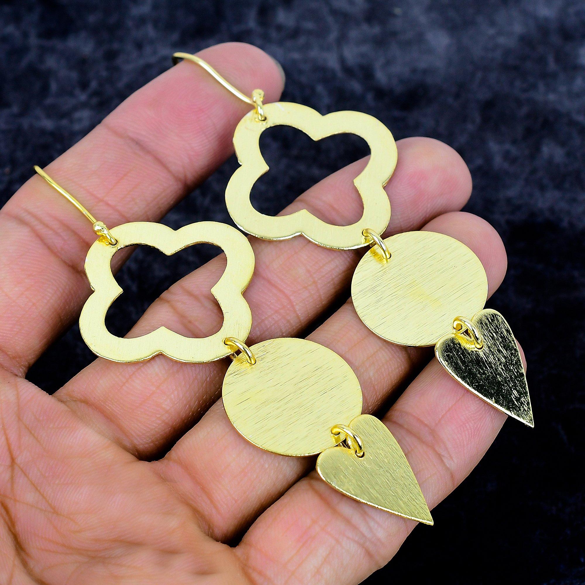 

Golden Look Gemstone Handmade 925 Sterling Silver Jewelry Earring 3.74 M-3383