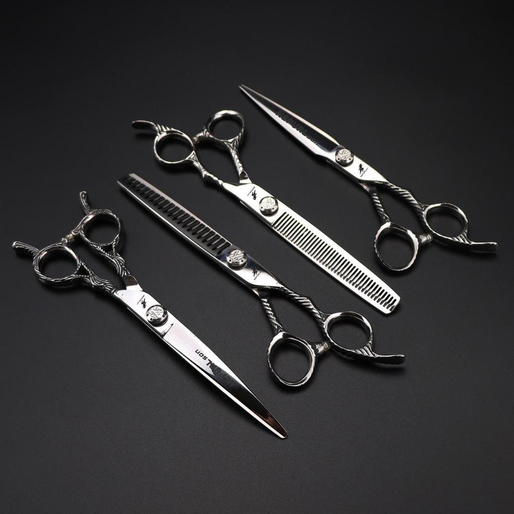 7.0" Dima Xi Pet Grooming Set: 4-Piece Scissors & Comb Kit