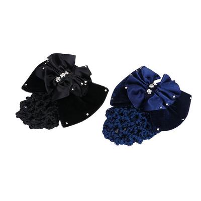 Fashion Bow Lady Satin Hair Accessories Bowknot Net Bun Snood Hair Clip Cover