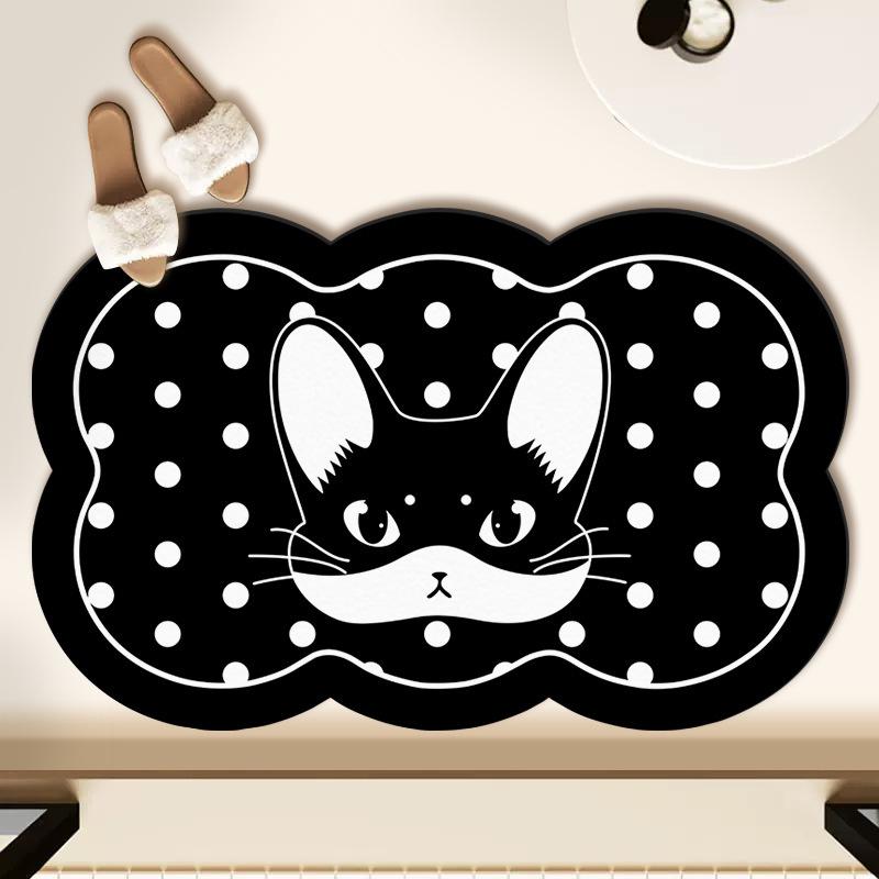 Small Fresh Black Technology Soft Diatom Mud Absorbent Mat Bathroom Non-slip Mat Bathroom Door Quick Dry Mat Bathroom