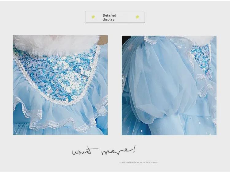 Winter Elsa Prinzessinnenkleid: Samtverdickter gefrorener Geburtstagsrock für Mädchen