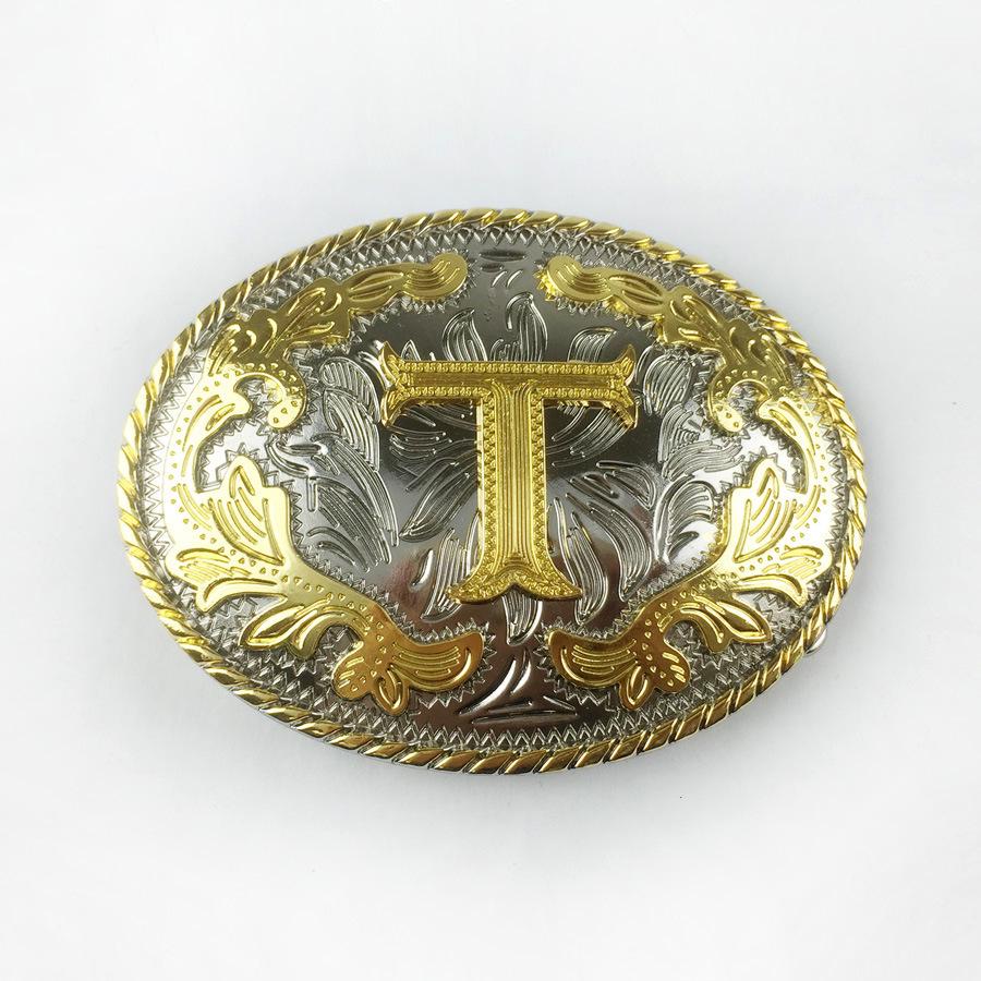 White Gold Inlay Letter G Belt Buckle in Casual Style Leather