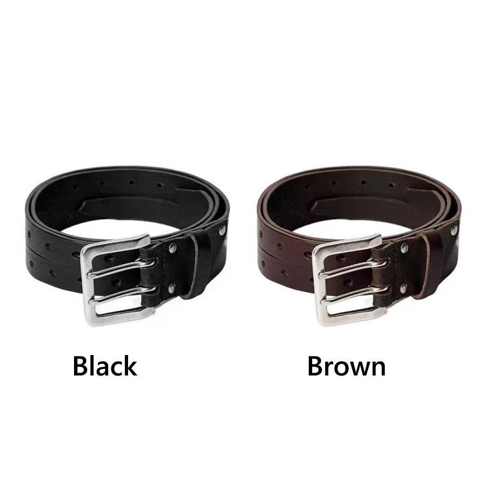 Y2K Double-Breasted Belt PU Leather Waist Chain New Leather Belt