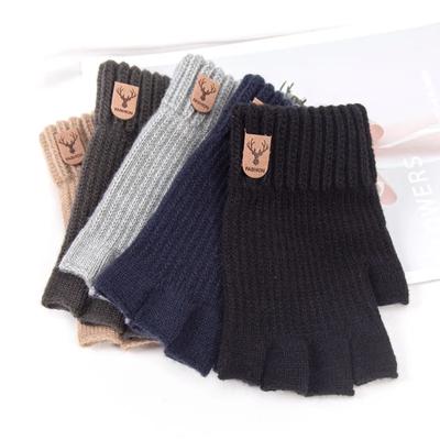 Unisex Elastic Knitted Gloves Men Women Winter Thermal Warm Thick Cashmere Fingerless Riding Cozy Writing Office Driving Gloves