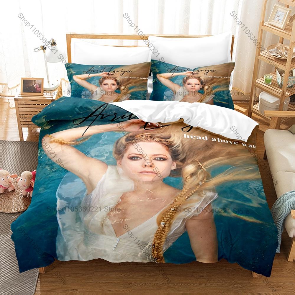 Avril Lavigne 3Pcs Bedding Set 3D Printed Music Singer Duvet Cover Pillowcase Twin Full Queen King Size Soft Microfiber