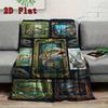 Prehistoric Fish Collage 2D Flat Pattern Flannel Blanket, High Quality All Seasons, Home Decor, Warmth and Comfort, Perfect for Christmas Gifts.