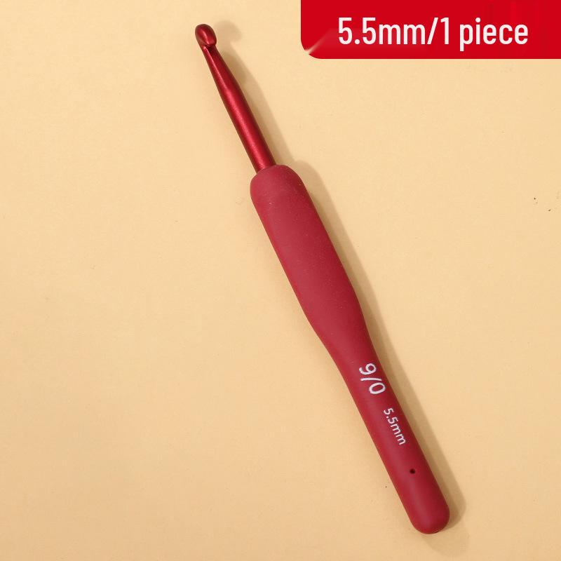 Red Soft Grip Crochet Hooks Set: Handmade Silicone Non-Slip Knitting Needles with Bag