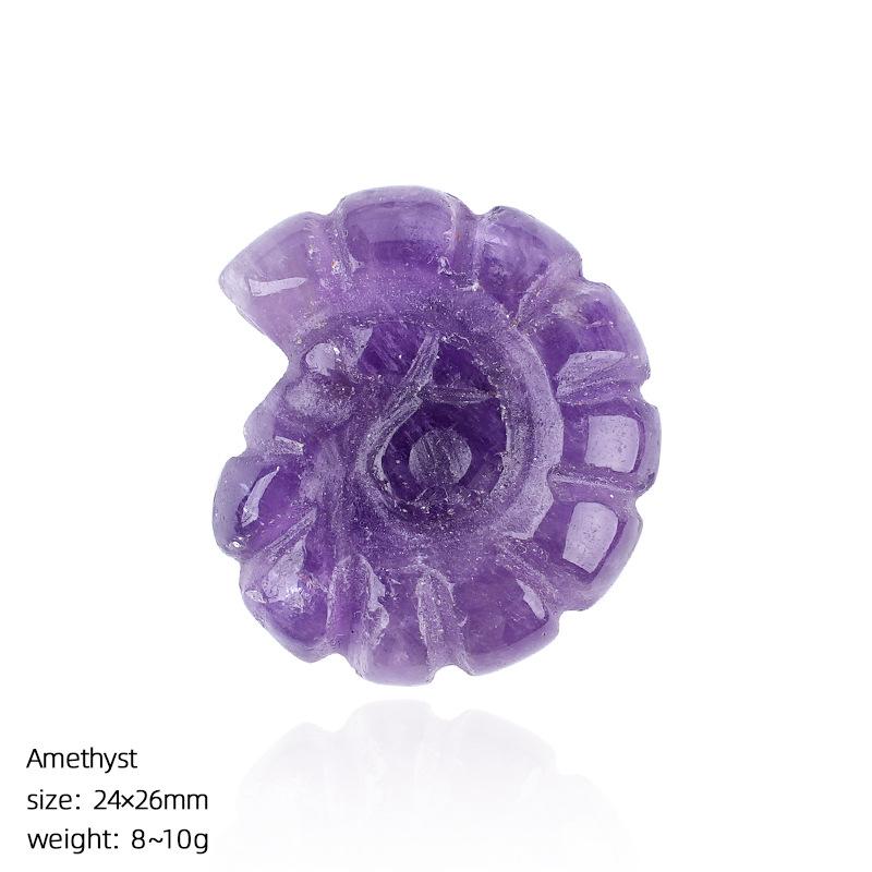 Hand Carved Natural Crystal Conch Shell Snail Figurine Healing Gemstone Amethyst Chakra Energy Display Home Decor