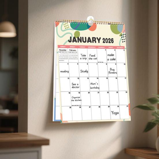 2026 Floral Wall Calendar Monthly Overview Thick Paper Calendar European American Style 12 Month