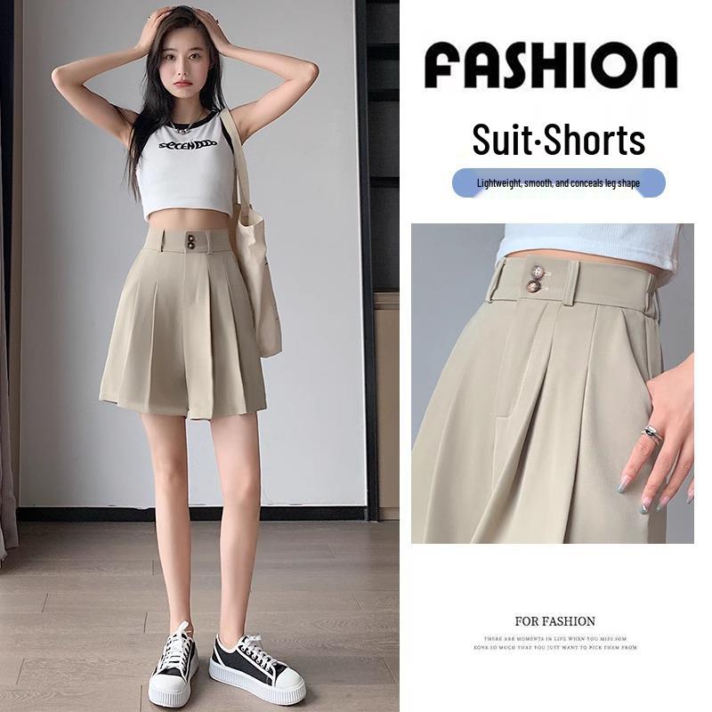 Women's High-Waisted Pleated Wide-Leg Shorts - 2024 Spring/Autumn Collection