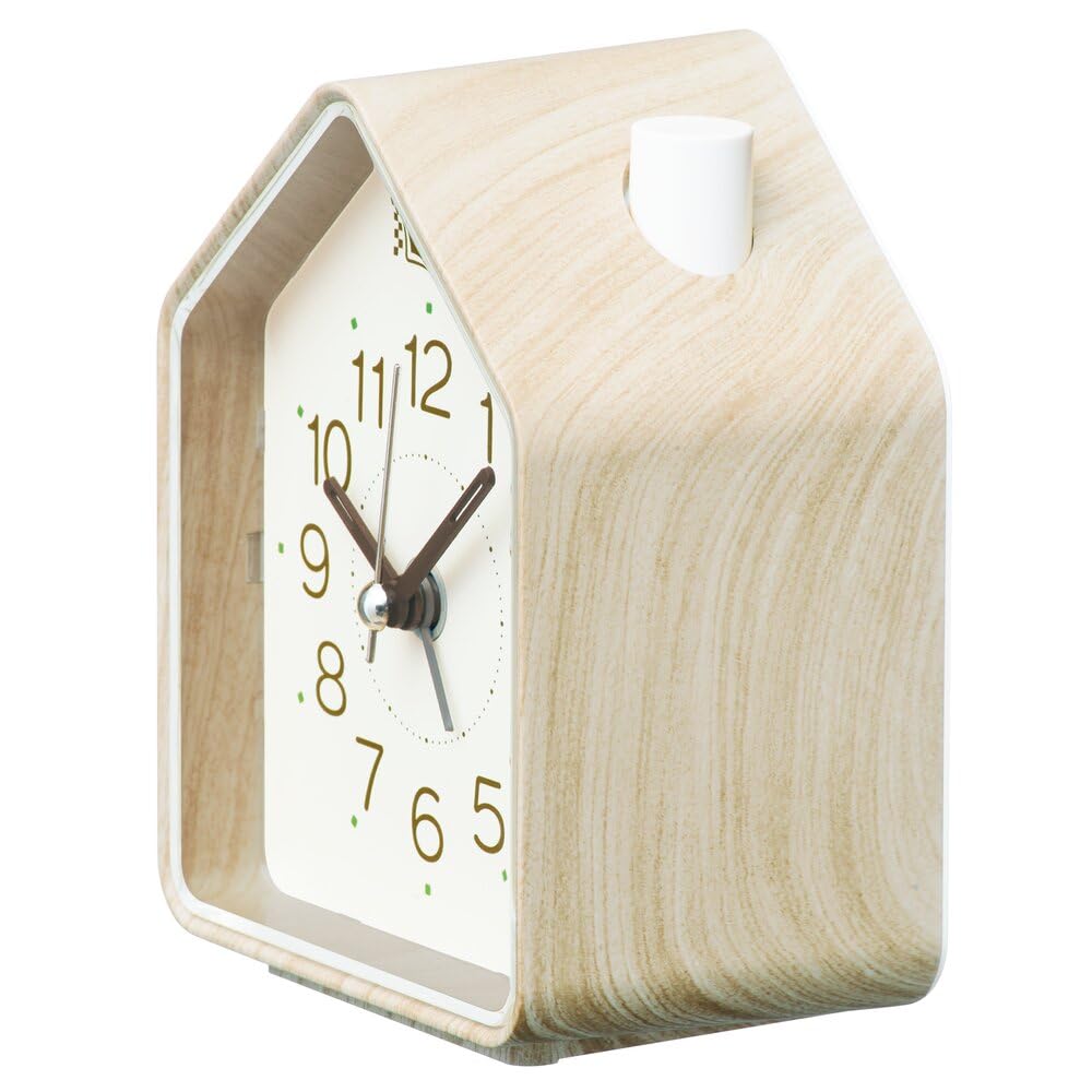 Seiko Clock PYXIS NR453A Analog Alarm Table Light Brown Wood 110 x 86 x 63 mm Clock, Clock, Grain,