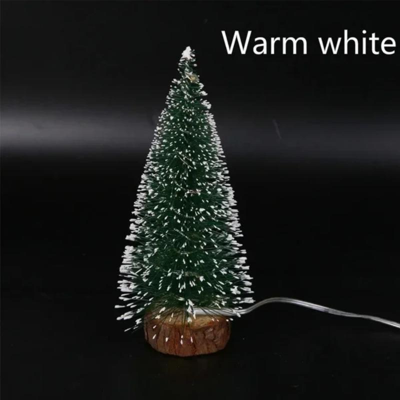 LED Light Mini Artificial Christmas Trees Decorations Festival Tabletop Miniature Snow Frost Xmas Tree Decor 4Sizes