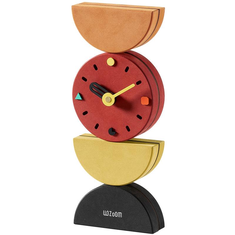 Creative Balance Art Desk Clock Color Texture Desktop Ornament Table Clock Decor Room Light Luxury Home Decor Dekorasi Ruma
