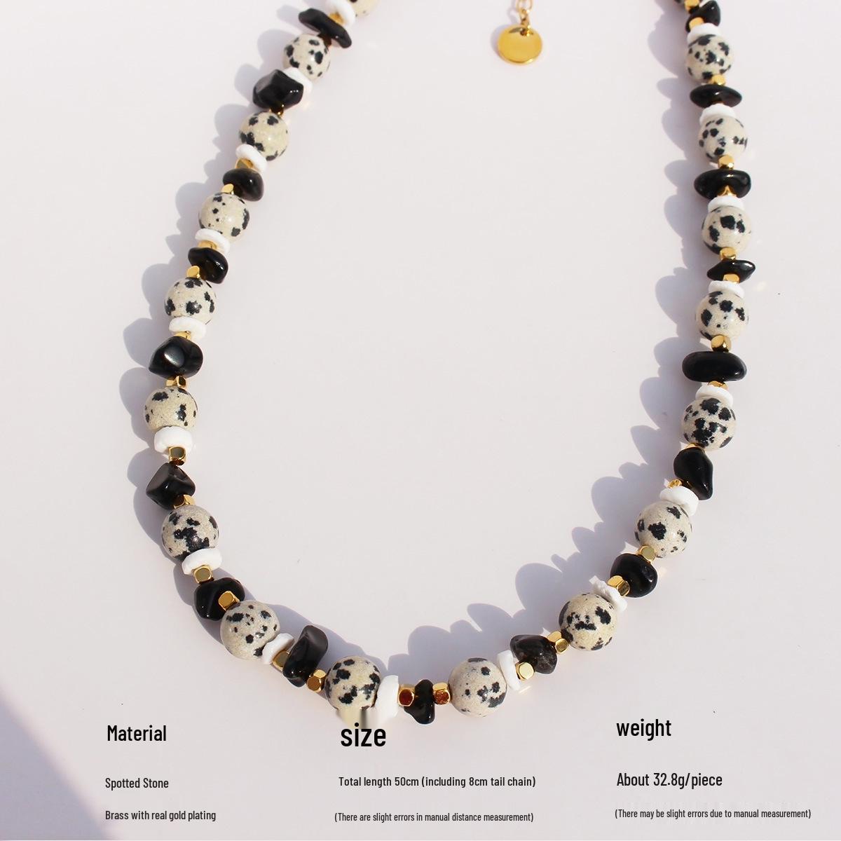 

Европейско-американский нишевый дизайн ожерелье из лазурита и ракушек: Круглый бусина из пятнистого камня, цепочка для ключицы, стиль для отпуска