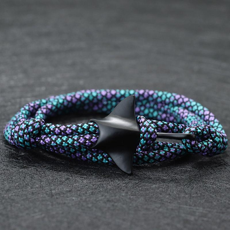 Fashion Manta Bracelet Men Multilayer Adjustable Paracord Braclet Marine Animal Nautical Braslet Beach Surfer Accessories Homme
