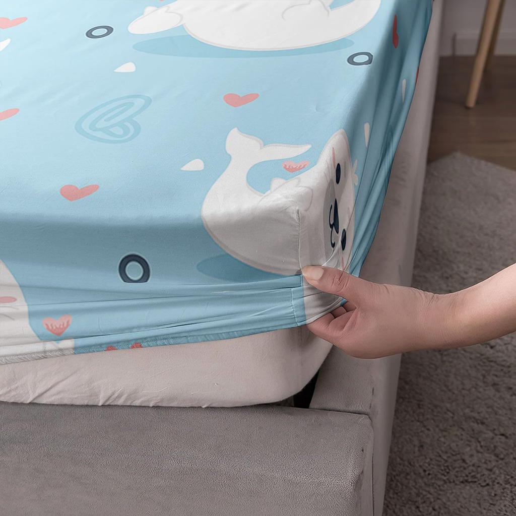 Cartoon Animal Sea Lion Pattern Bed Hat Four-Piece Bedding Set Bedroom Dormitory Bedding Decoration