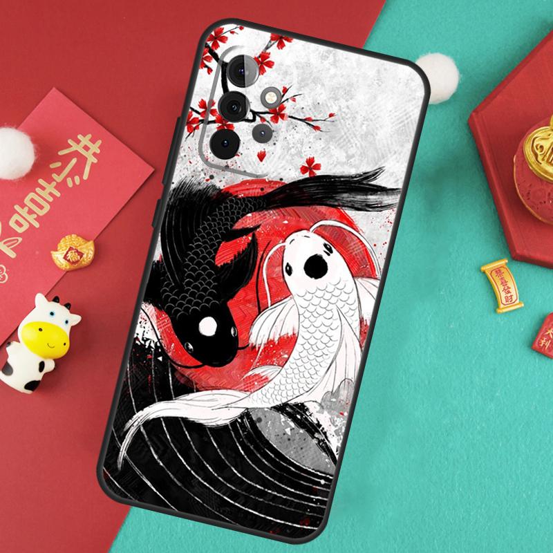 Koi Fish Yin Yang Case For Samsung Galaxy A17 A55 A35 A15 A32 A52 A13 A33 A53 A14 A34 A54 A06 A16 A26 A36 A56
