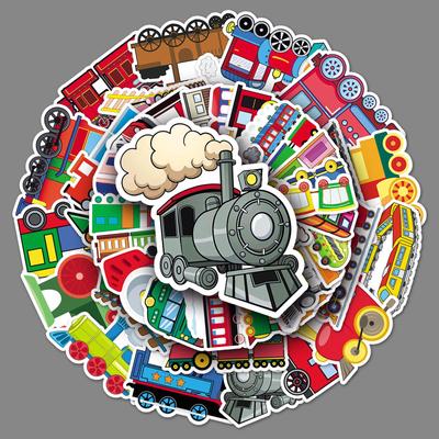 50PCS Train Graffiti Cartoon Stickers for Kids - Waterproof DIY Suitcase & Phone Decor