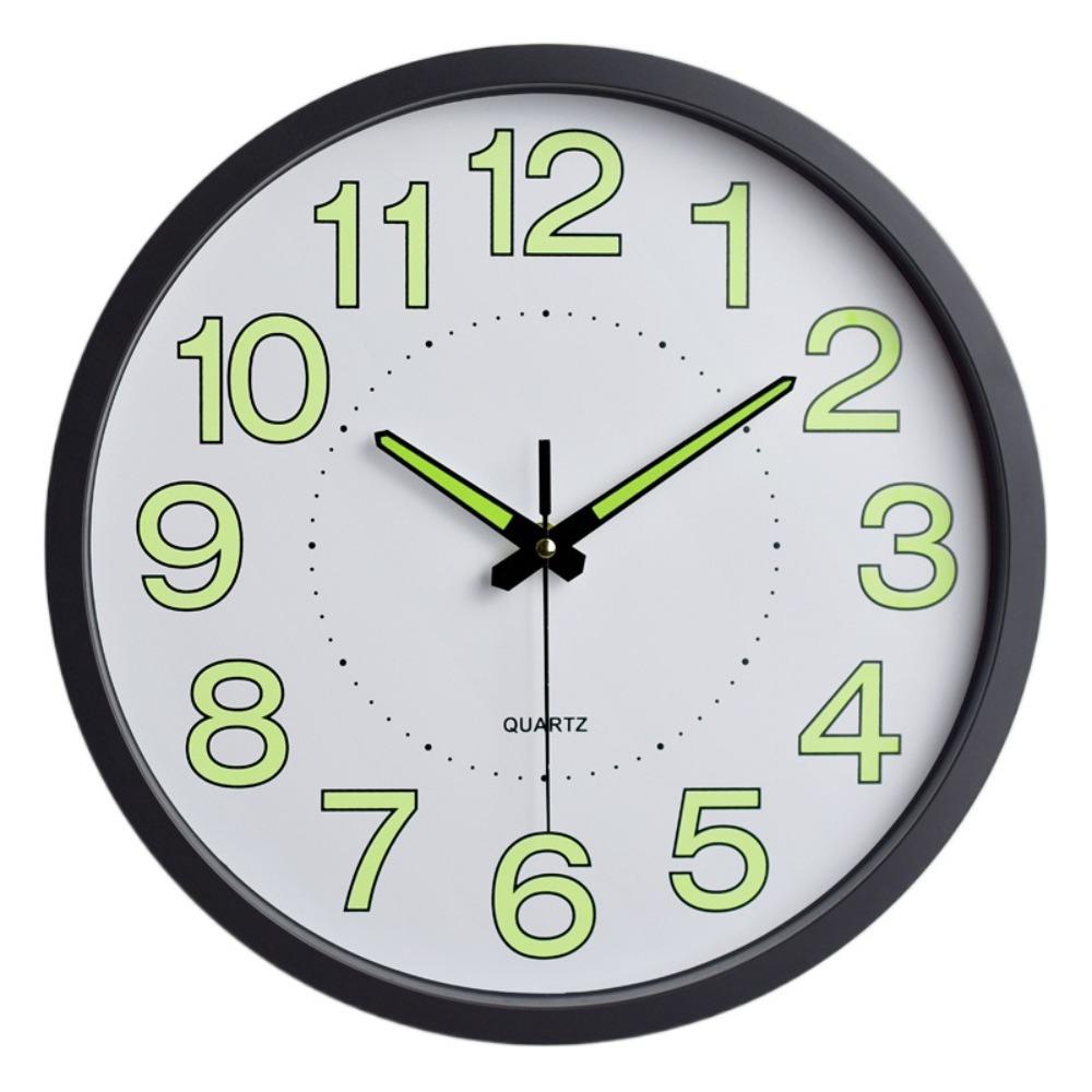Modern 12inch Glow In The Dark Clock Energy-Saving Non-Ticking Silent Quartz Clock Hanging Plastic Wall Clock Bedroom