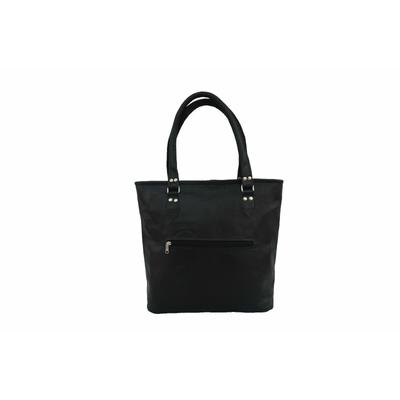 Bolsa de ombro feminina vintage feita à mão de couro preto bolsa de ombro