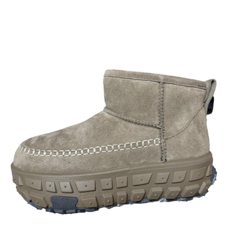 Thick-soled snow boots women's winter 2024 new fur integrated short boots piled, thickened, warm and heightened cotton shoes