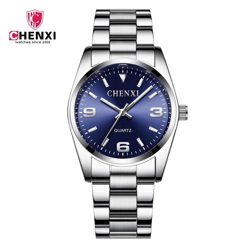 Chenxi Párové hodinky Módní vodotěsné křemenné hodinky Dekorativní a svítící ocelový řemínek Vodotěsnost 30 m