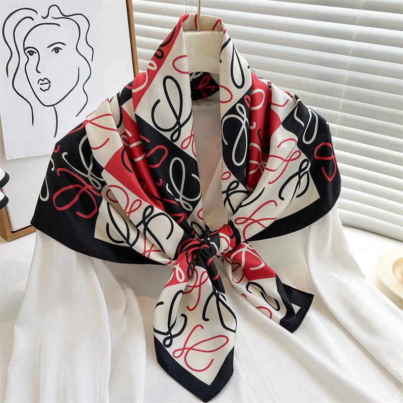 Ginkgo biloba silk scarf flower gradual change color matching scarf women's new square scarf 91cm twill silk jacquard shawl