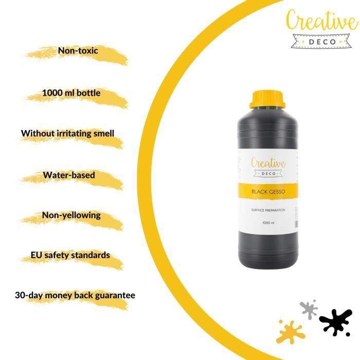 Additif Gesso Acrylique - Creative Deco - Noir - 1L - Sous-Couche - Non-Jaunissant