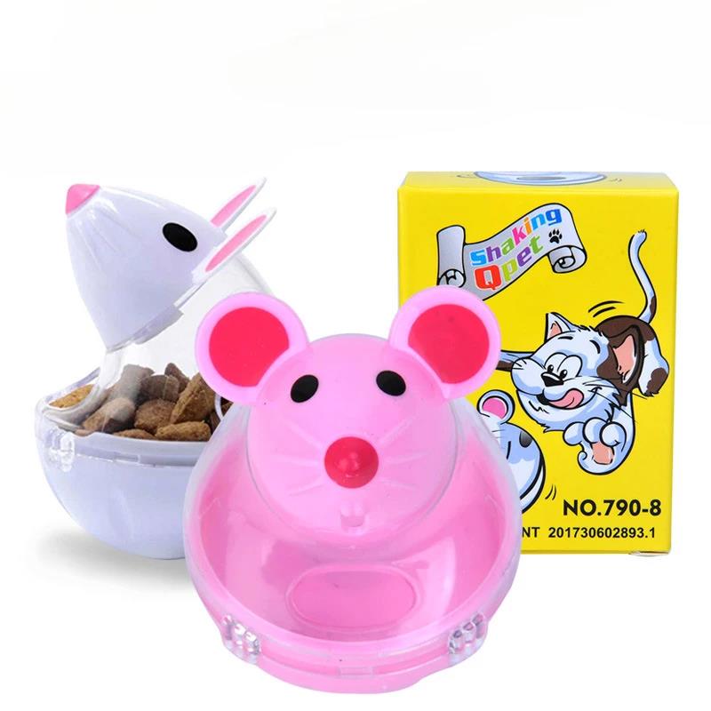 Jouet Souris Basculeuse pour Chat Distributeur de Croquettes Puzzle pour Animal de Compagnie Jouet Chat Dessin Animé Balle qui Lâche des Croquettes Jouets Interactifs pour Chaton Alimentation Lente Fournitures pour Animaux 5