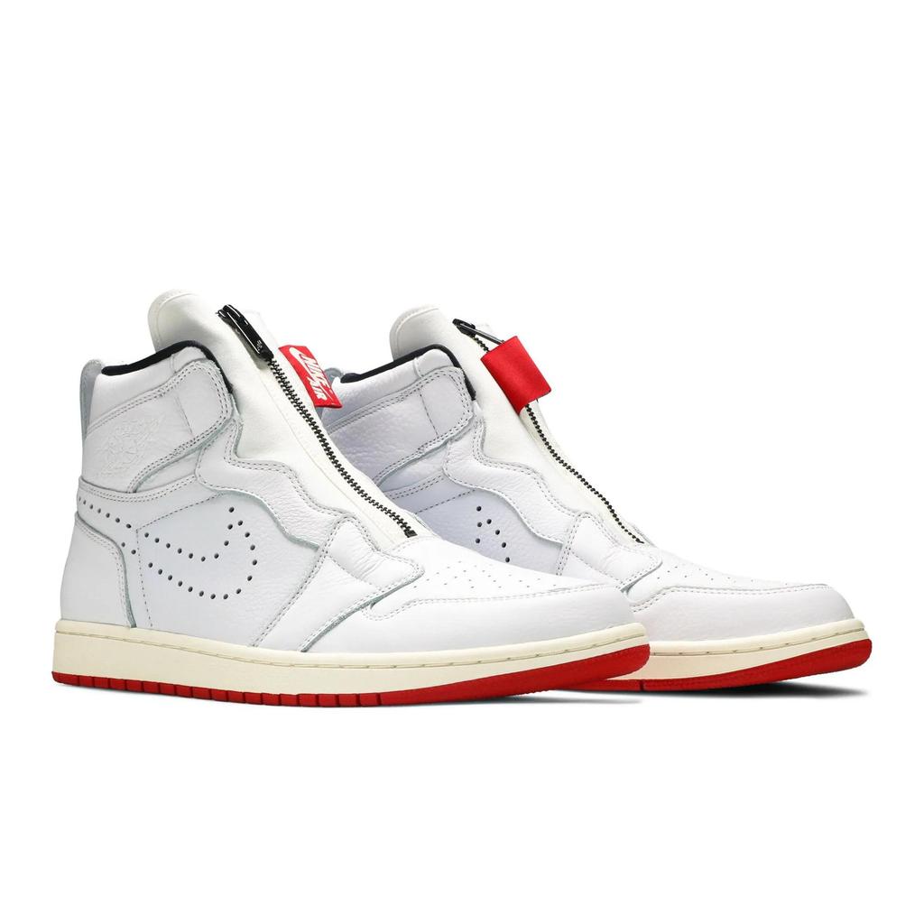 Air Jordan 1 Retro High Zip 'White University Red' (Unisex) White / University Red-Sail Vintage Basketball Shoes AR4833 100