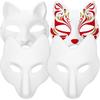Alipis Cat Unpainted Therian Masks: 4 Pack Paintable White Fox Blank Masquerade for DIY Craft Paper Mache Decorate Animal Plain Wolf Halloween