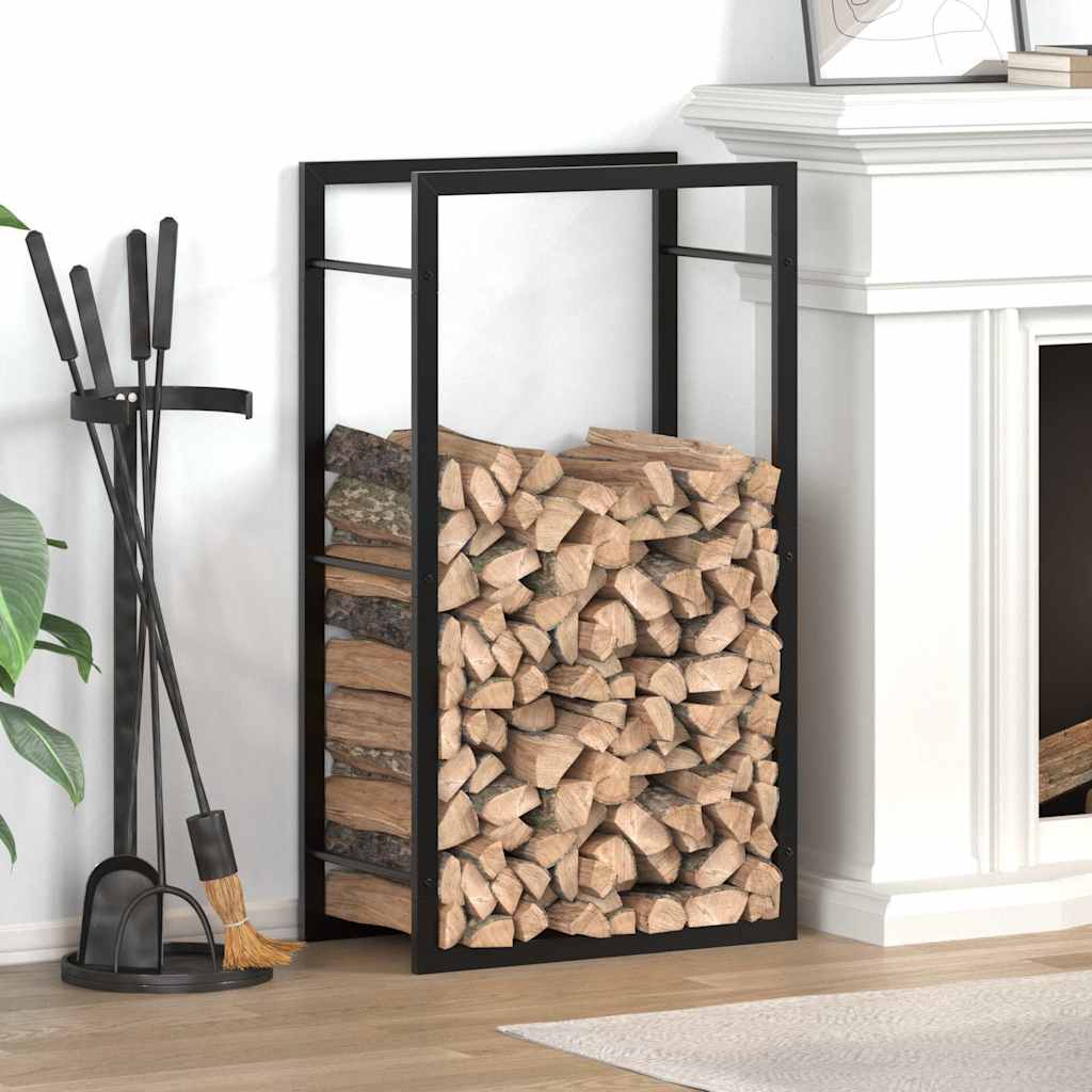 Firewood Rack Matte Black 50 X 28 X 94 Cm Steel