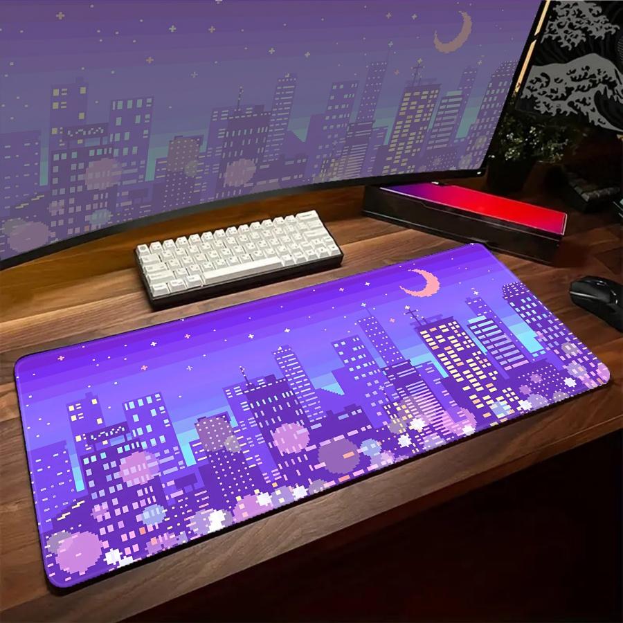 Night City Pixel Mouse Pads Large Gaming Big Mousepads Accessories Setup Mousepads Gamer Rubber Mat Desk pad 800x300x2mm