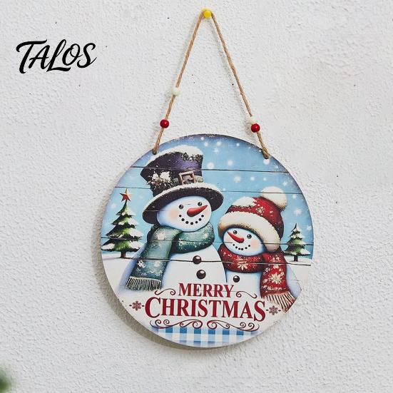 Wood Seasonal Ornaments Wooden Christmas Hanging Decoration, Rustic Santa Claus Snowman Gnome Red Truck Decorations Ornament, Window Wall Decor