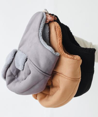 Egseuwom Unisex Wool Earflap Trooper Hat Black