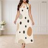 Women Plus Size Round Neck Triple Keyhole Cutout Sleeveless Printed Long Dress