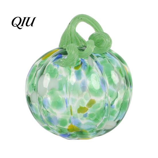 Unique Glass Art Pendant Hand Blown Pumpkin Figurine, Creative Adornment for Desktop Decoration, Fall Rainbow Light Refraction Decor