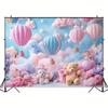 2D Dreamy Baby Background, Cute Teddy Bears & Hot Air Balloons Themed Photoshoot Backdrop